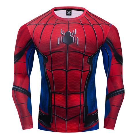 Spider-man Superhero All Over Compression Long Sleeve T-Shirt