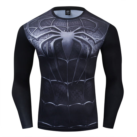 Spider-man Superhero All Over Compression Long Sleeve T-Shirt