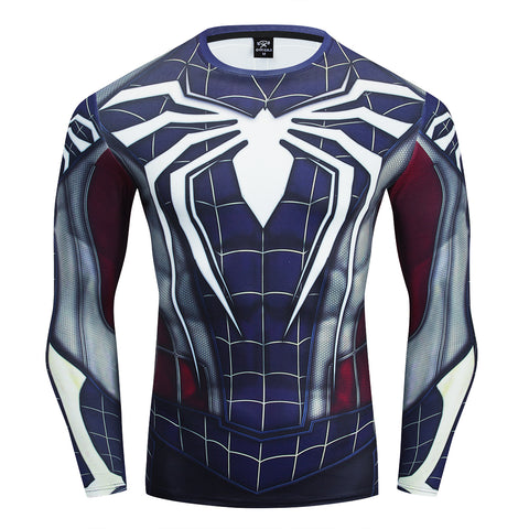 Spider-man Superhero All Over Compression Long Sleeve T-Shirt