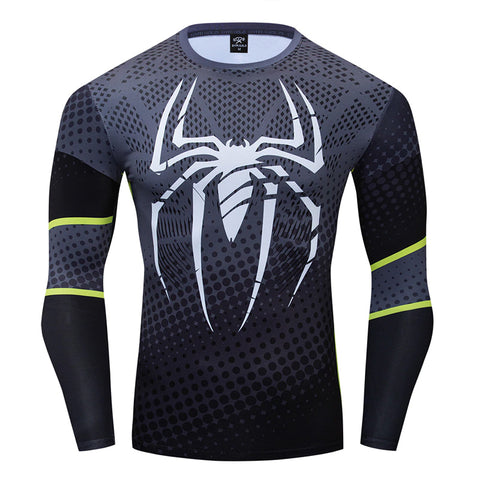 Men's Spiderman compression t-shirt, red-black, long sleeve. Size M